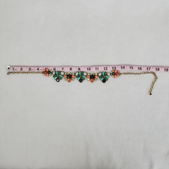 Signed Stella & Dot Bohemian Statement Faux Jewel Necklace Brass Tone - Picture 9 of 10